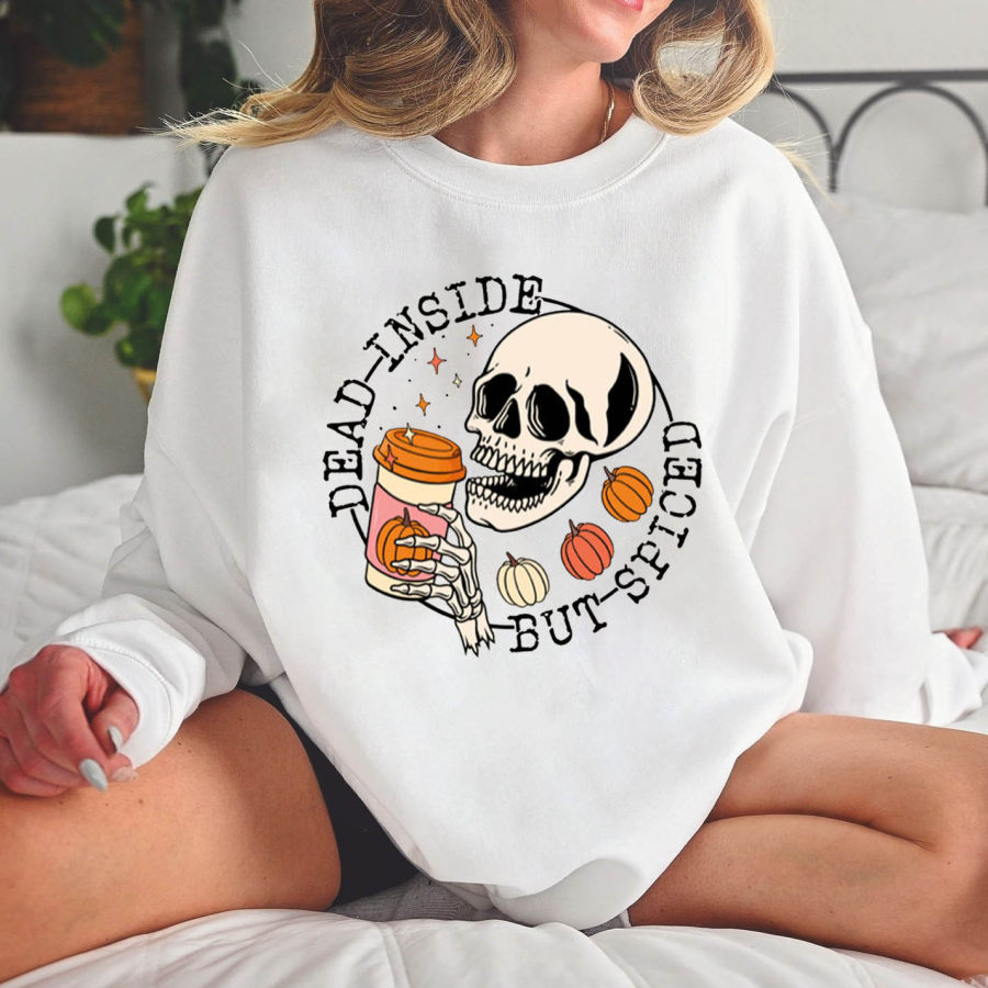 

Women's Dead Inside But Spiced Skeleton Crewneck Sweatshirt