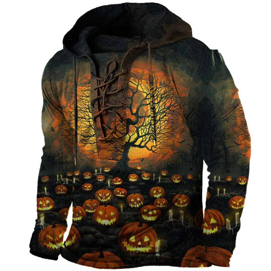 

Men's Halloween Pumpkin Hooded T-shirt