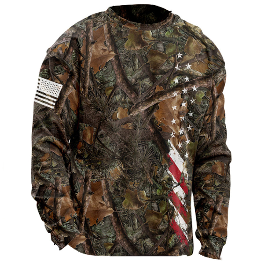 

Men Camouflage American Flag Print Sweatshirt