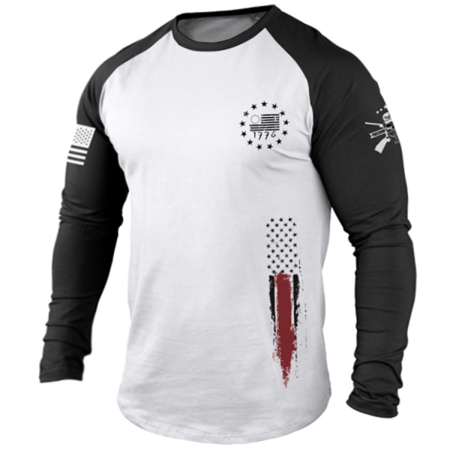 

Men's 1776 American Flag Raglan Long Sleeve T-Shirt