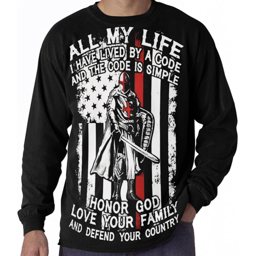 

Men's Templar Print Long Sleeve T-Shirt