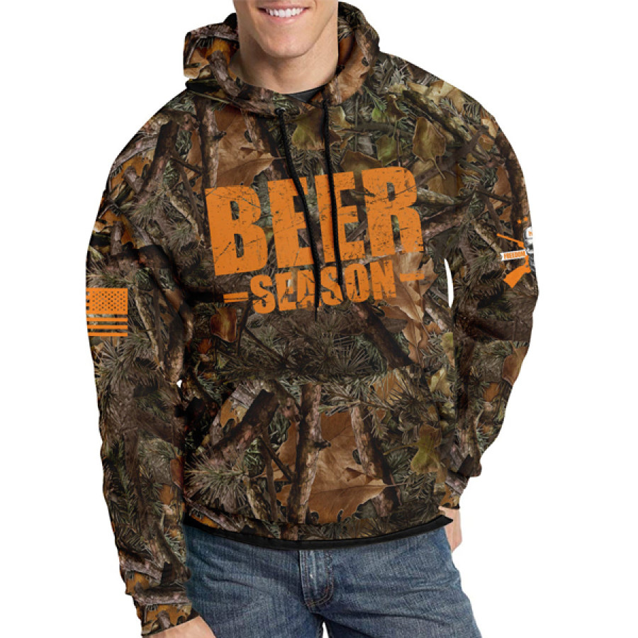 

Men Camo Beer Season Print Hoodie