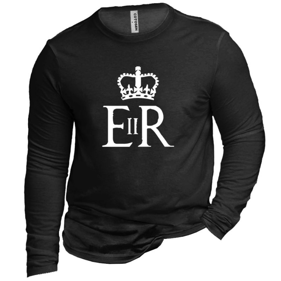 

Rest In Peace Elizabeth II Men's Cotton Long Sleeve T-Shirt