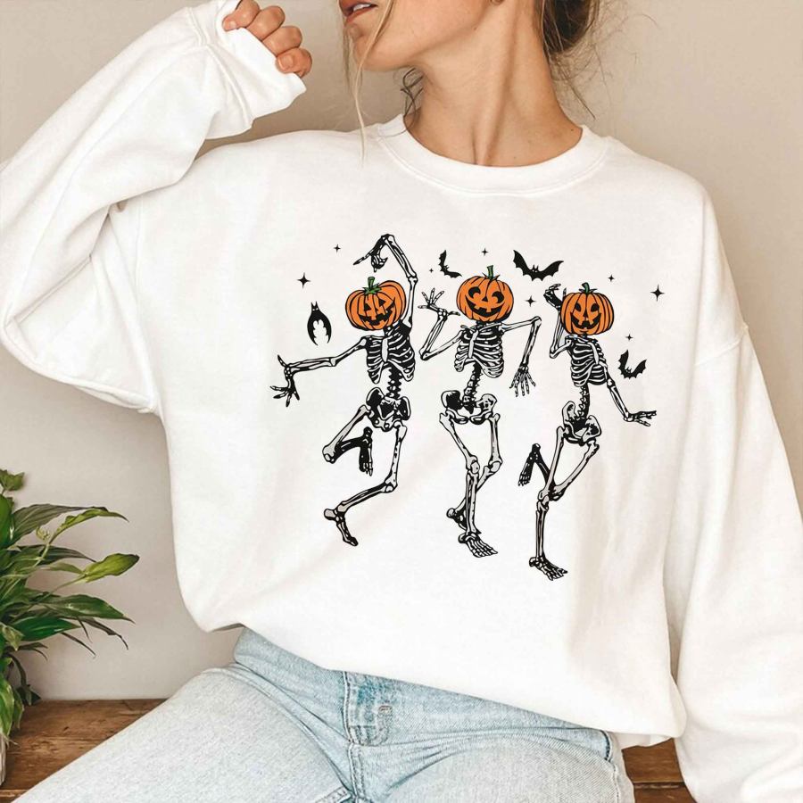 

Women's Halloween Party Dancing Skeleton Crewneck Sweatshirt