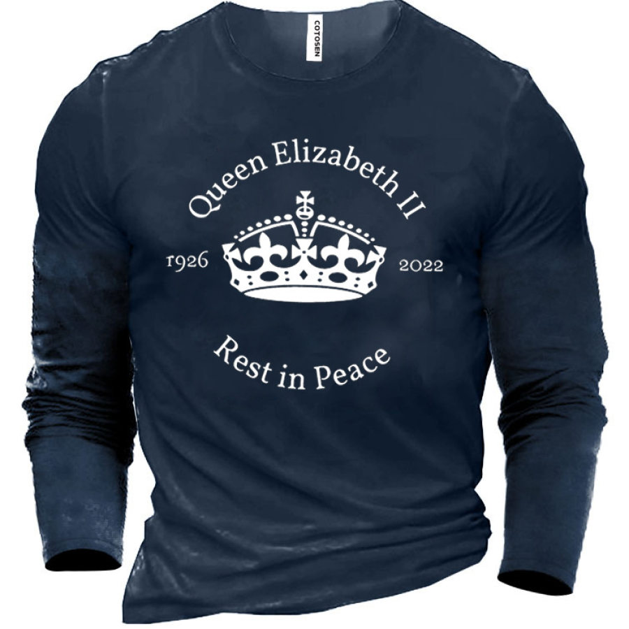 

Queen Elizabeth II Rest In Peace Men's Cotton Long Sleeve T-Shirt