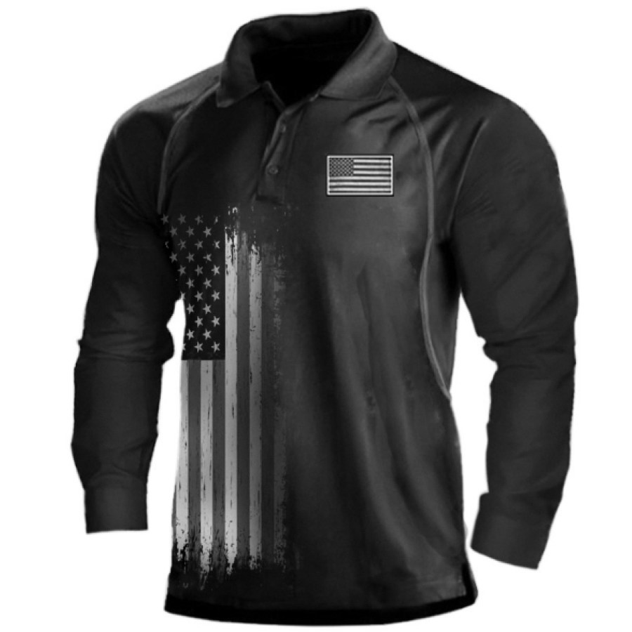 

American Flag Men's Training Uniform Long Sleeve Shirt