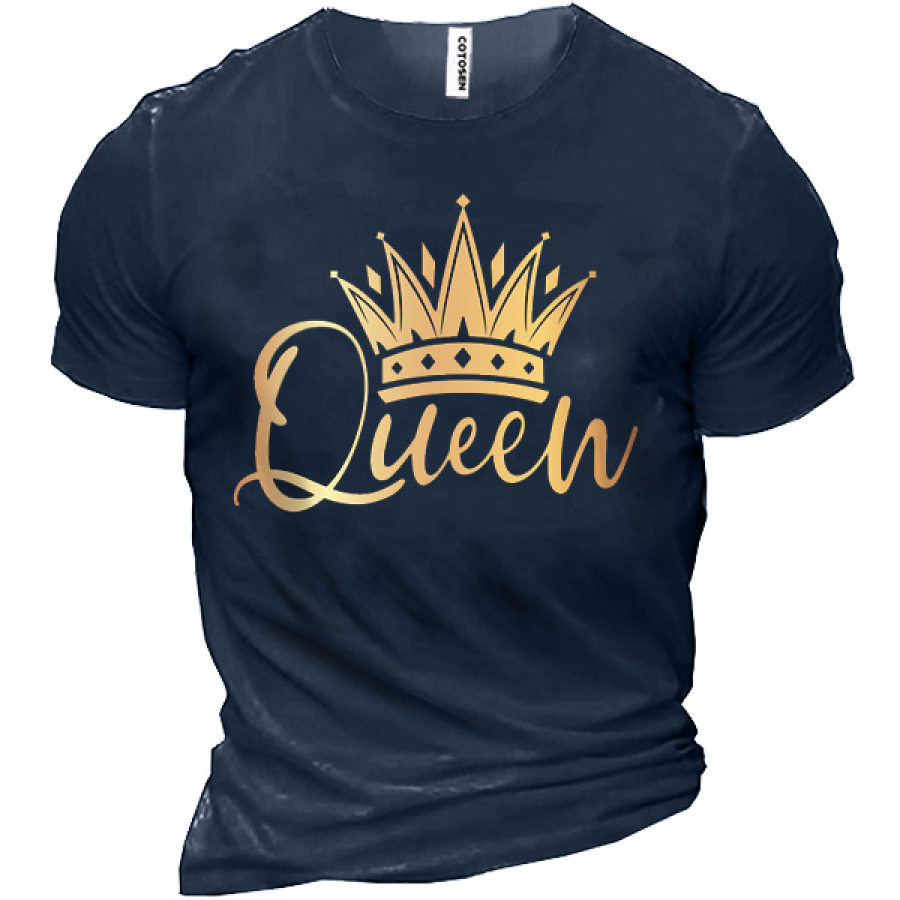 

Queen With Crown Print Printed Men's Cotton Short Sleeve T-Shirt