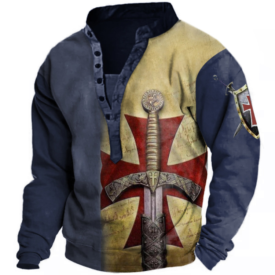

Men's Outdoor Knight Templar Print Henley Sweatshirt