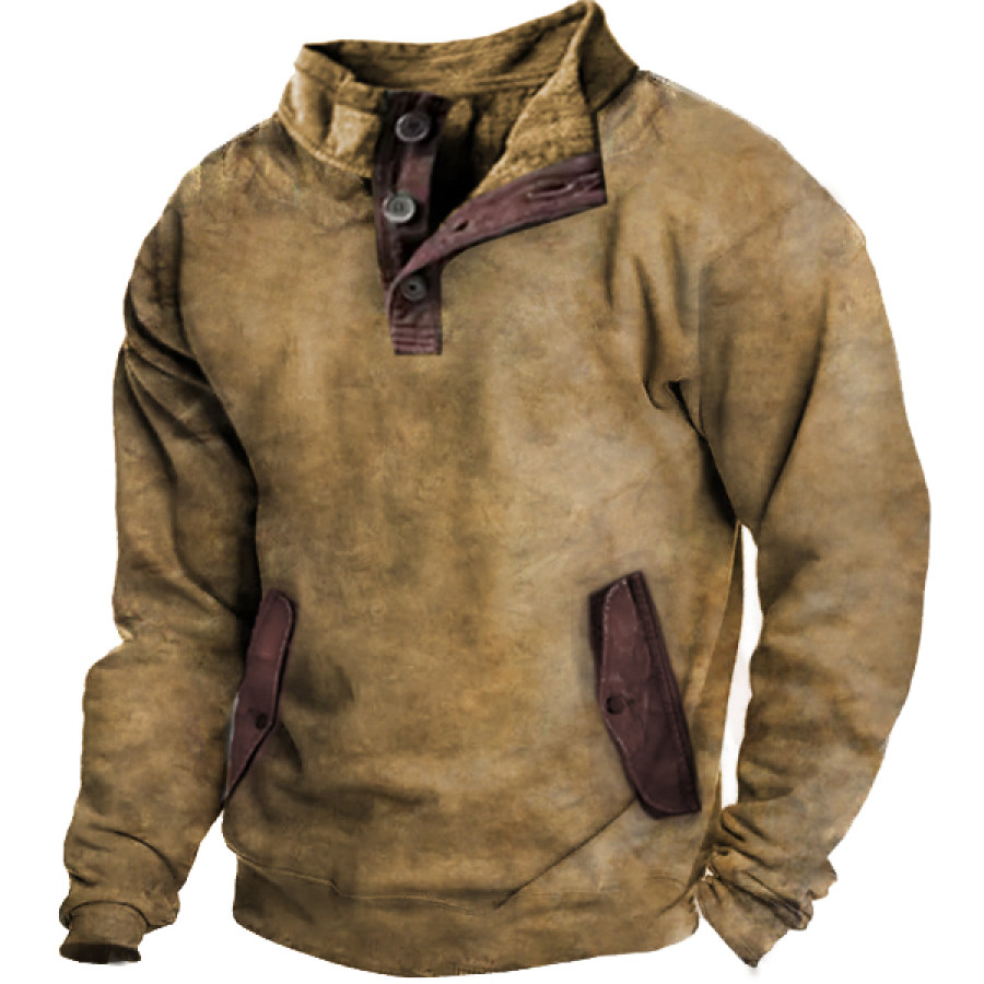 

Men's Vintage Outdoor Pocket Tactical Henley Collar Sweatshirt