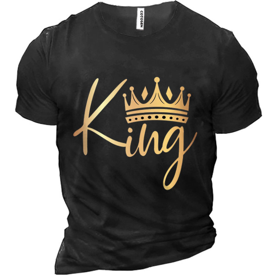 

King With Crown Print Printed Men's Cotton Short Sleeve T-Shirt