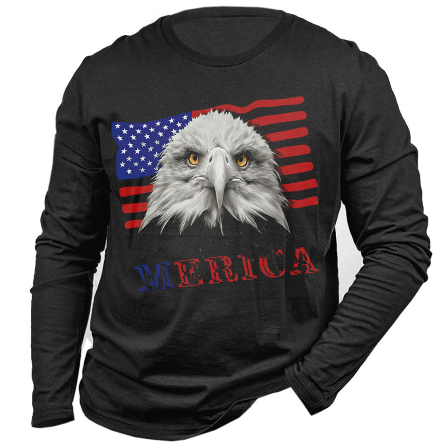 

American Flag Eagle Print Men's Long Sleeve T-Shirt