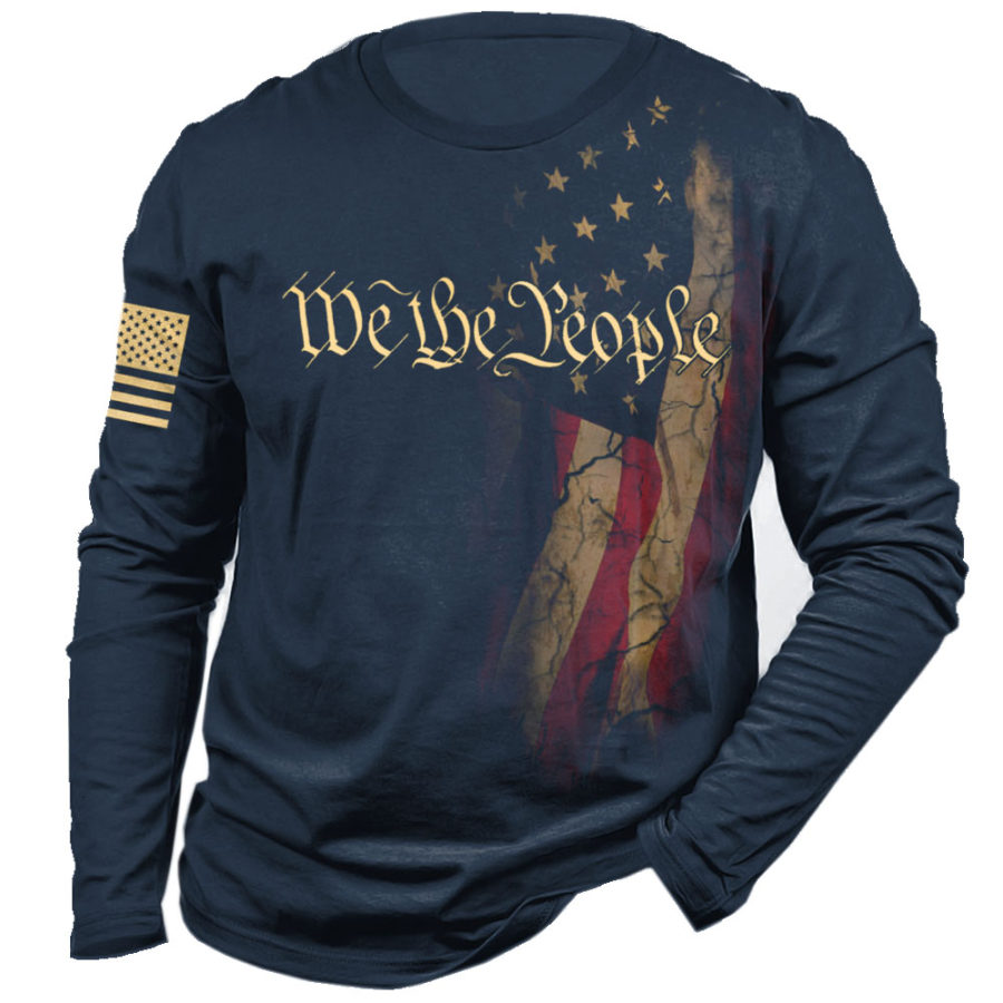 

We The People Men's Vintage American Flag Long Sleeve T-Shirt