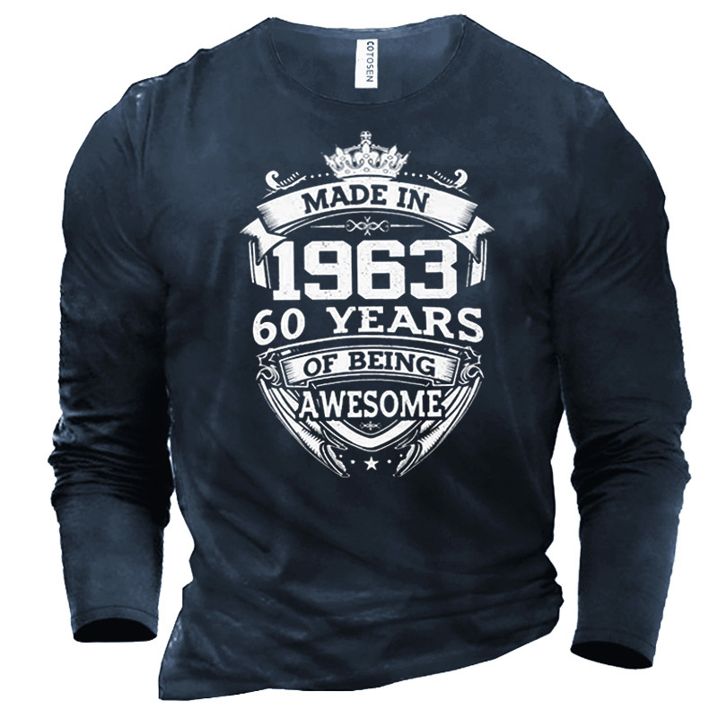 Men's Made In 1963 Chic 60 Years Of Being Awesome Printed Cotton T-shirt