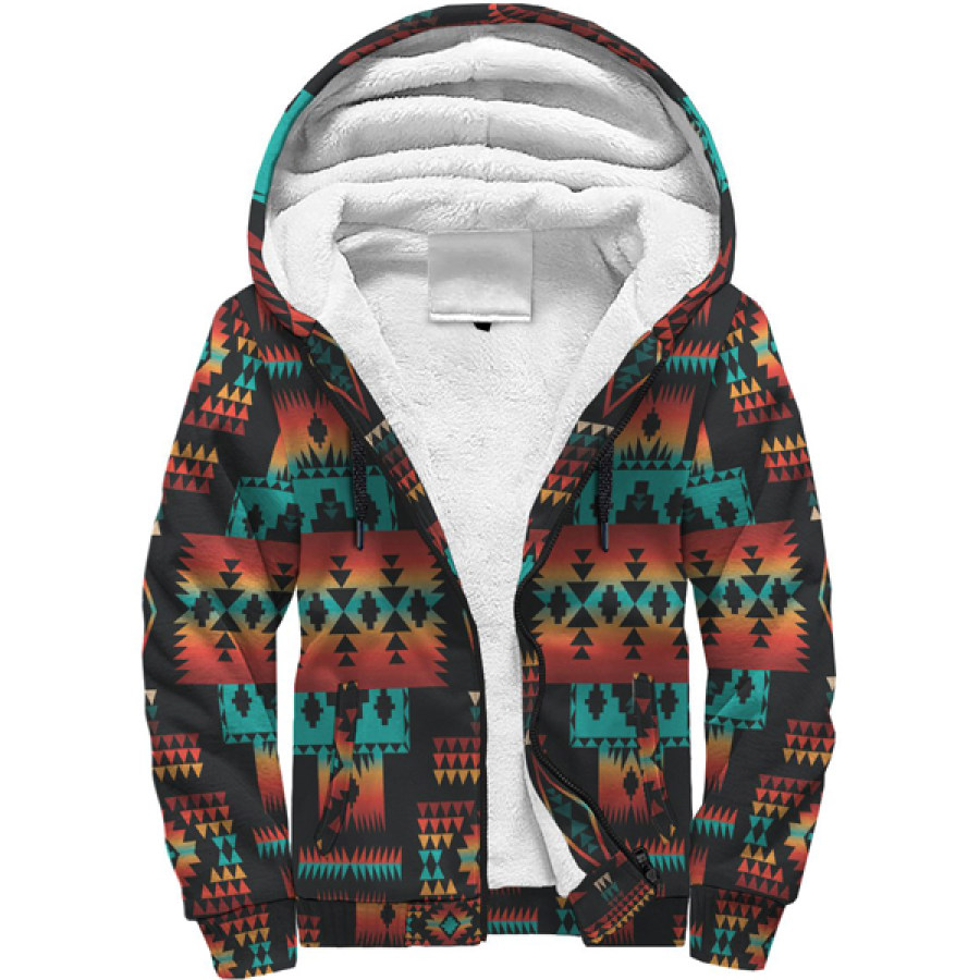 

Navy Native Tribes Pattern Native Print Men Hoodie Jacket