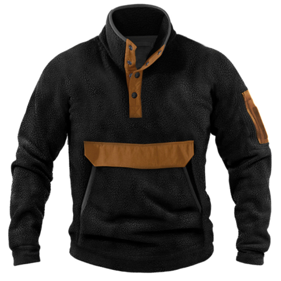 

Men Outdoor Fleece Henley Collar Tactical Men's Sweatshirt