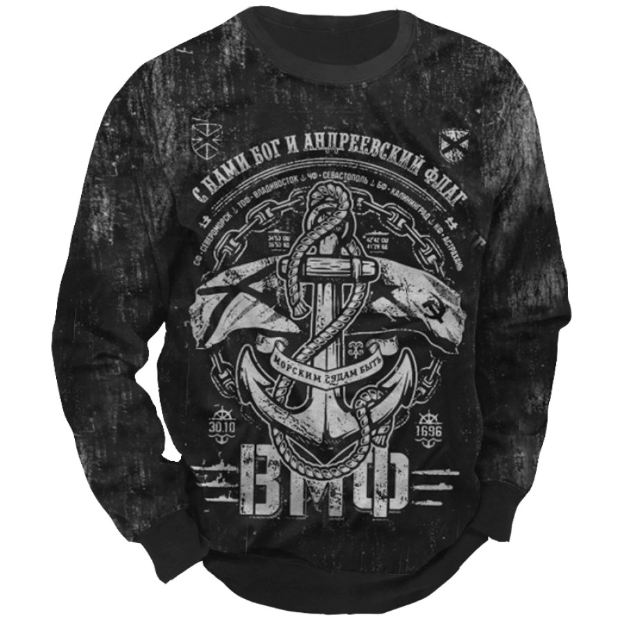 

Men's Vintage Anchor Navigation Printed Sweatshirt