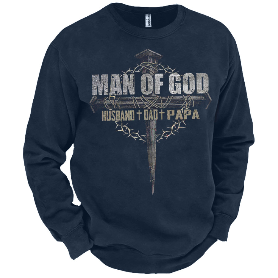 

Man Of God Men's Funny Papa Faith Cross Print Sweatshirt