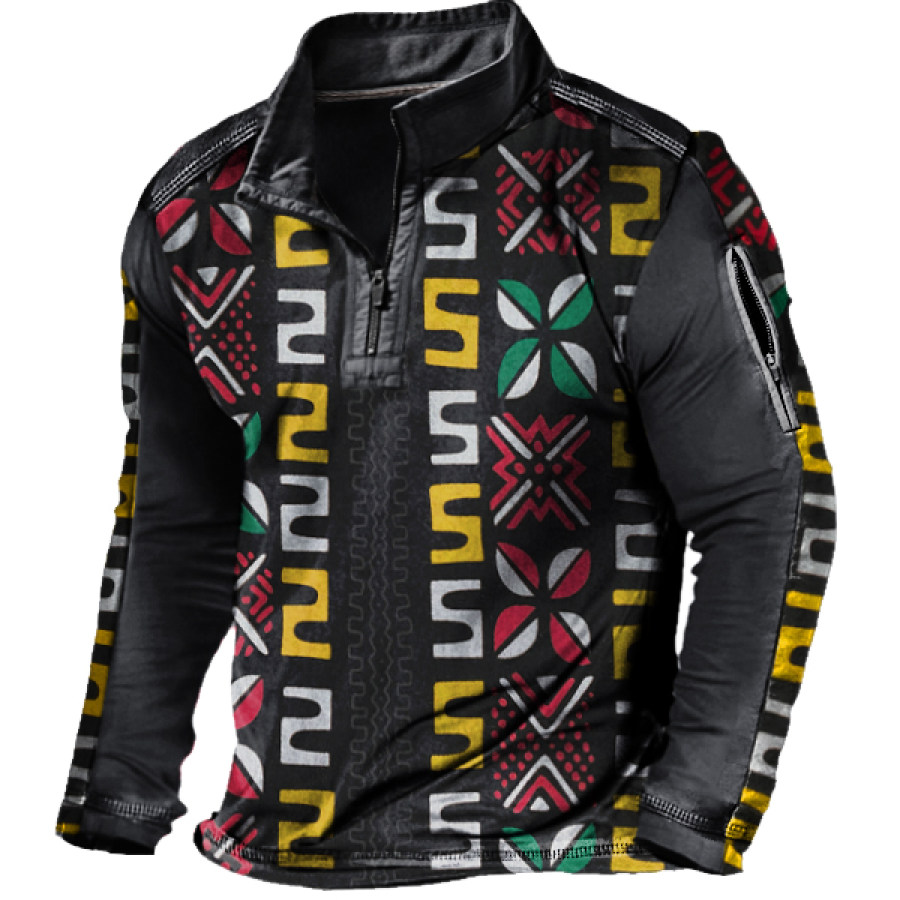 

Men's Tribal Print Ethnic Boho Zip Sweatshirt