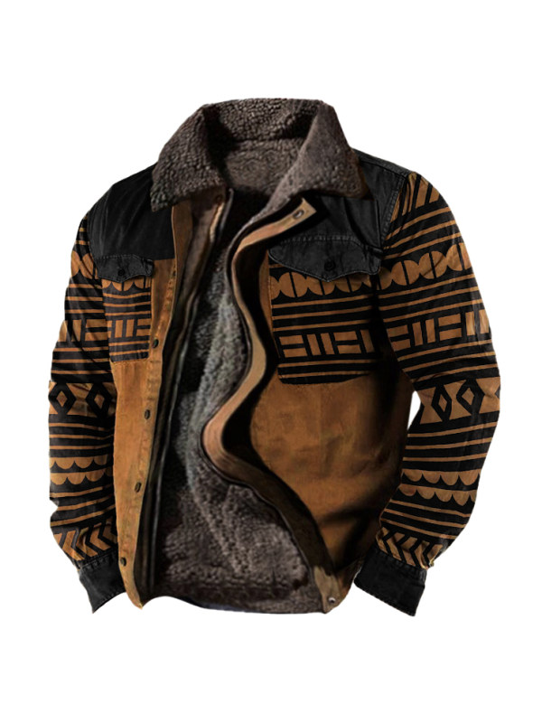 Men's Tribal Print Patchwork Ethnic Boho Jacket