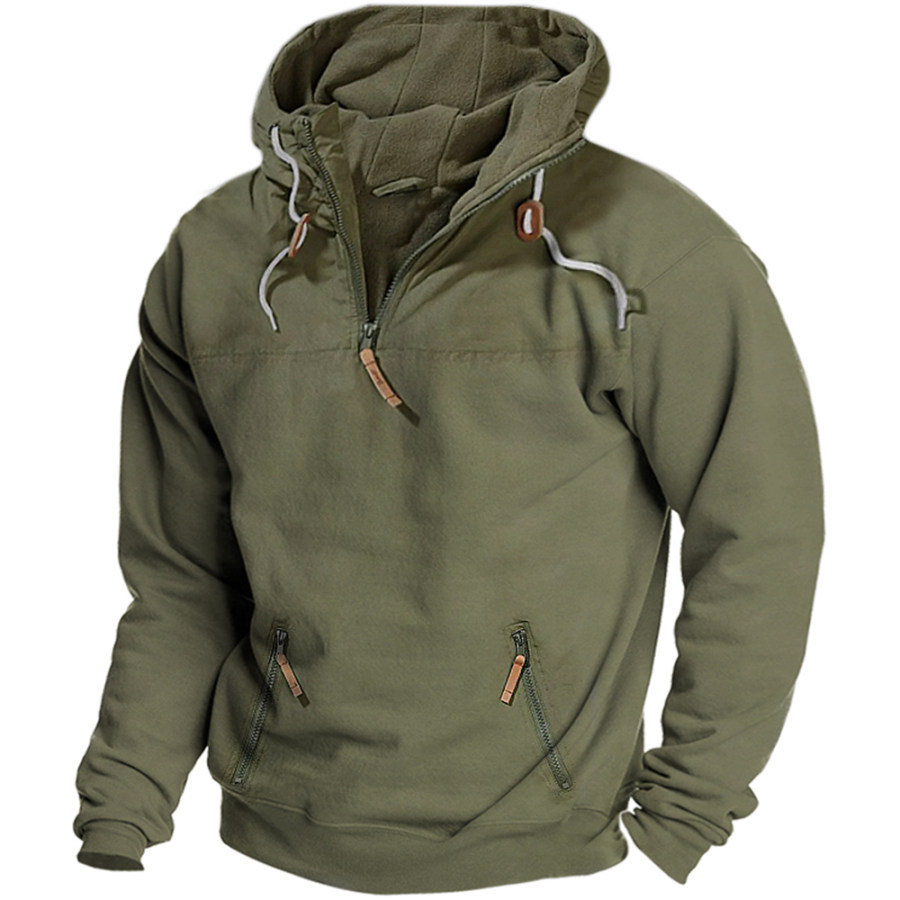 

Men's Retro Zip Hooded Long Sleeve Casual Sweatshirt