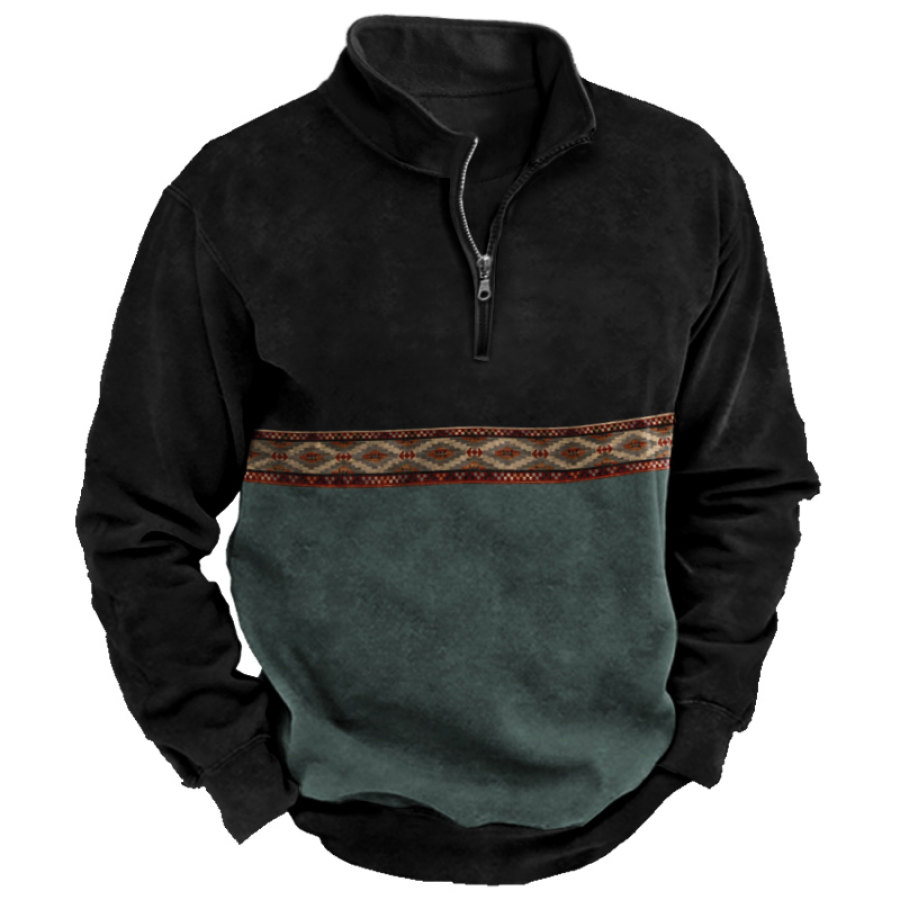 

Men's Vintage Ethnic Patchwork Sweatshirt