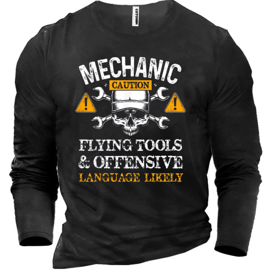 

Mechanic Flying Tools Offensive Men's Cotton Long Sleeve T-Shirt