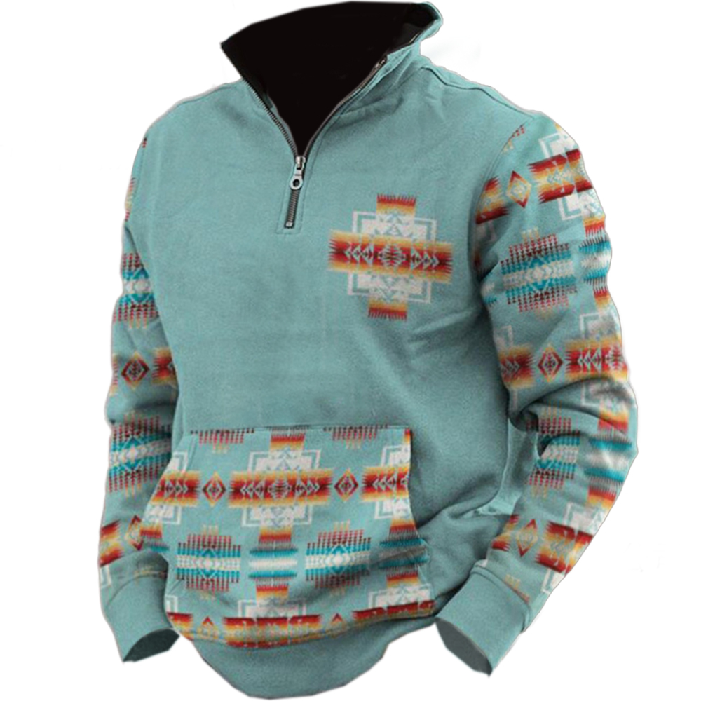 Men's Retro Western Ethnic Chic Printed Sweatshirt