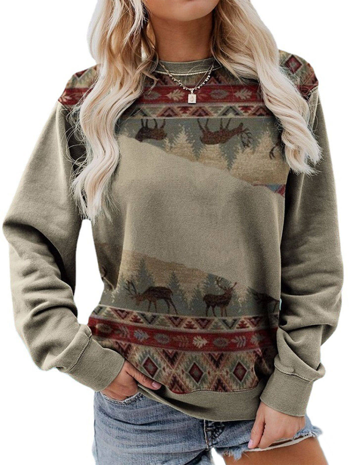 Women's Retro Western Ethnic Chic Printed Sweater