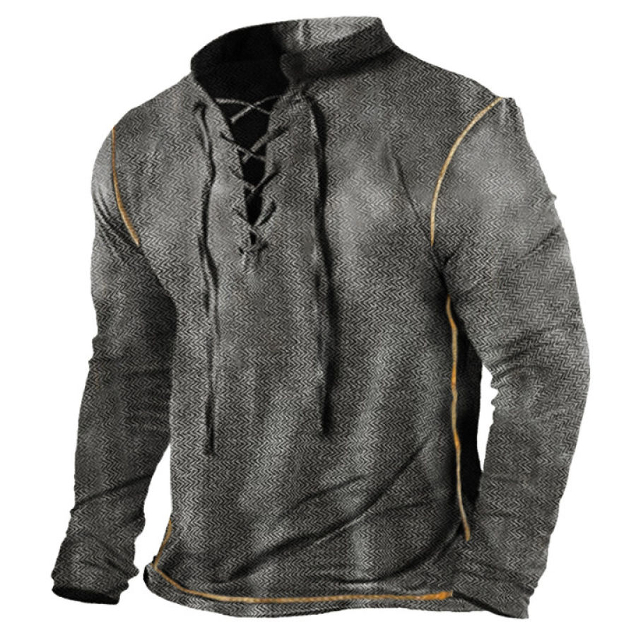 

Men's Vintage Outdoor Tactical Lace-Up Long Sleeve T-Shirt