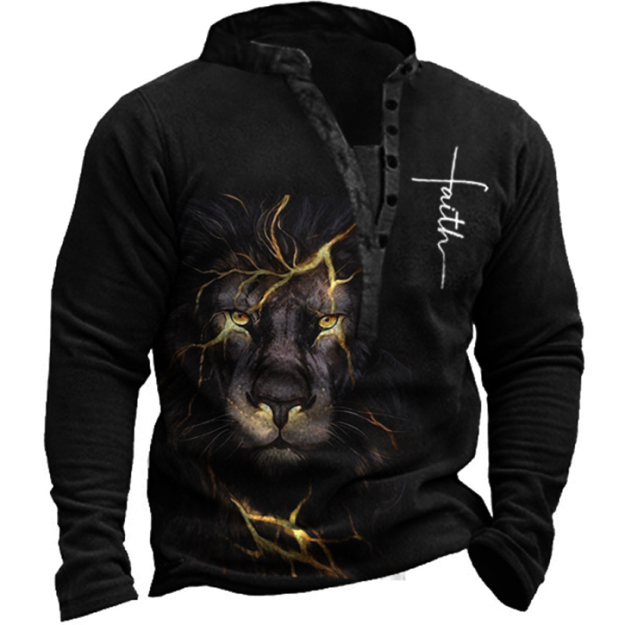 

Men's Broken Lion King Faith Henry Collar Sweatshirt