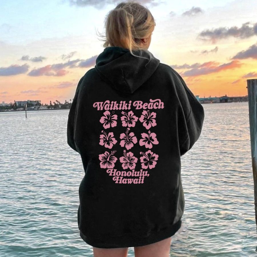 

Women's Waikiki Beach Print Hoodie