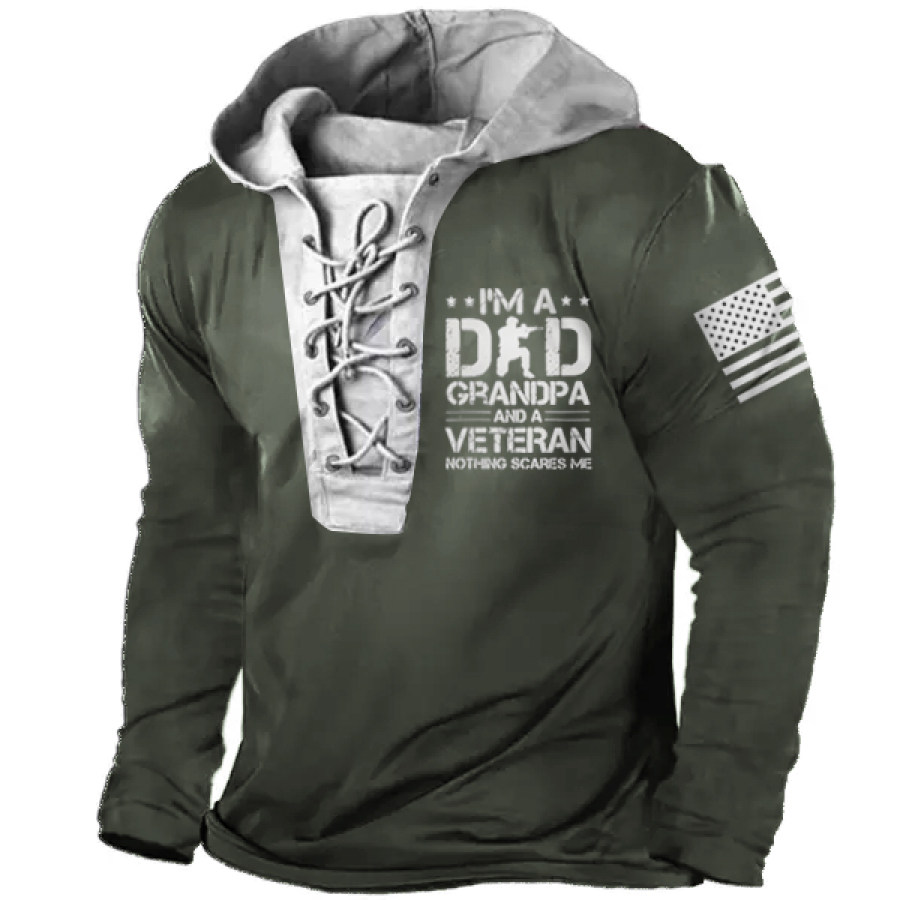 

I Am A Dad Grandpa And A Veteran Nothing Scares Me Drawstring T-Shirt