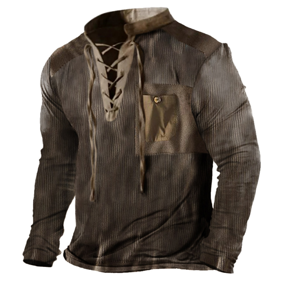 

Men's Vintage Outdoor Tactical Lace-Up Long Sleeve T-Shirt