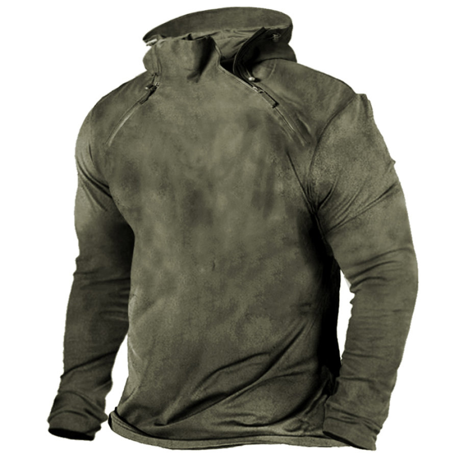 

Men's Outdoor Training Double Zipper Half Open Tactical T-Shirt
