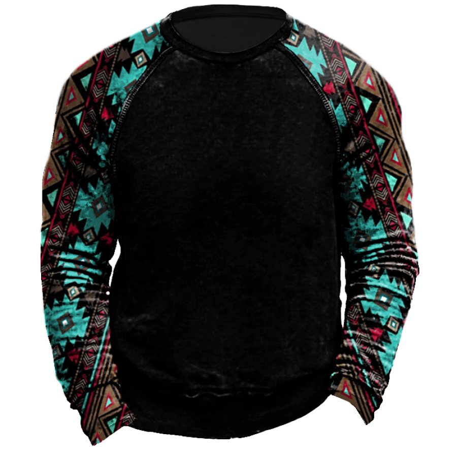 

Men's Vintage Ethnic Print Sweatshirt