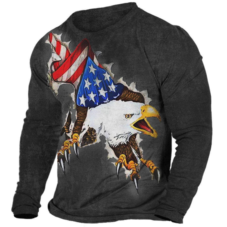 

Men's Vintage American Flag Eagle Print T-Shirt