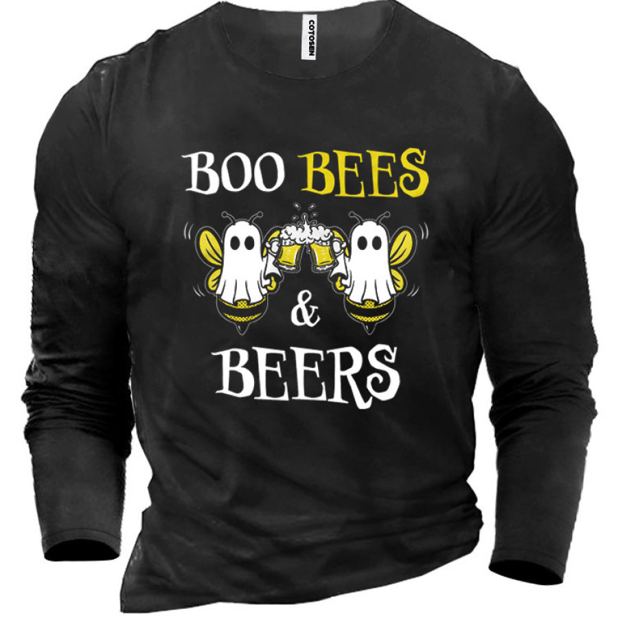 

Boo Bees Beers Men's Cotton Long Sleeve T-Shirt