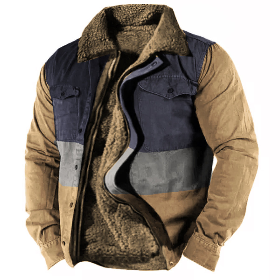 

Veste De Chemise Tactique à Fermeture éclair En Molleton Avec Doublure Rétro Pour Hommes