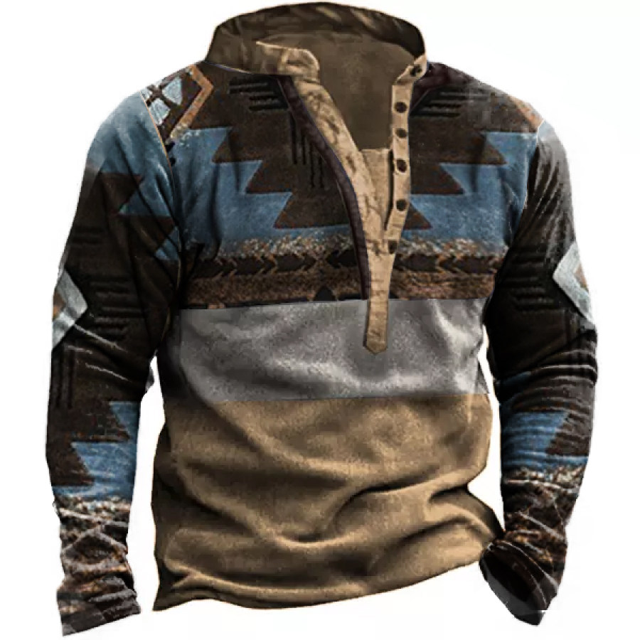 

Men's Ethnic Print Henley Tactical Men's Sweatshirt