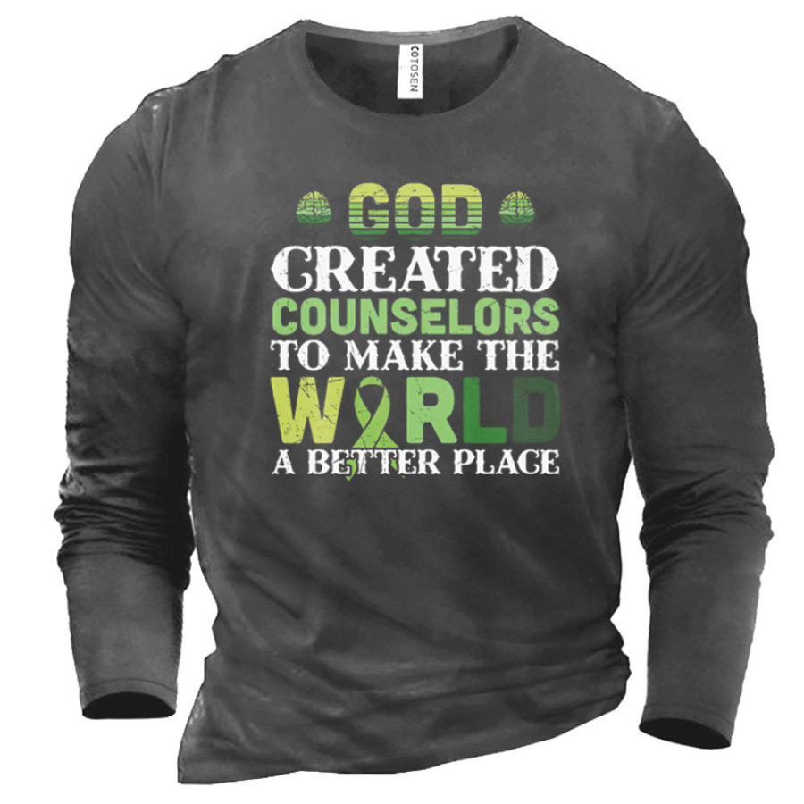 

God Created Counselors Depression Men's Fun Print T-Shirt