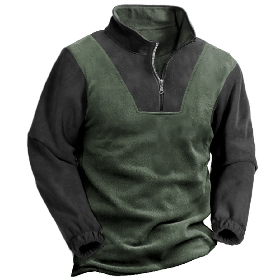 

Vintage Men's Contrast Panel Half Zip Sweatshirt