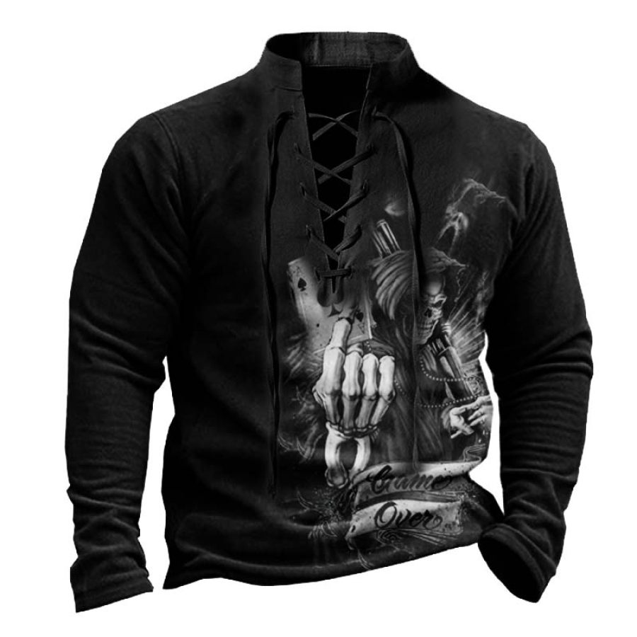 

Men's Outdoor Casual Skull Print Lace-Up Sweatshirt