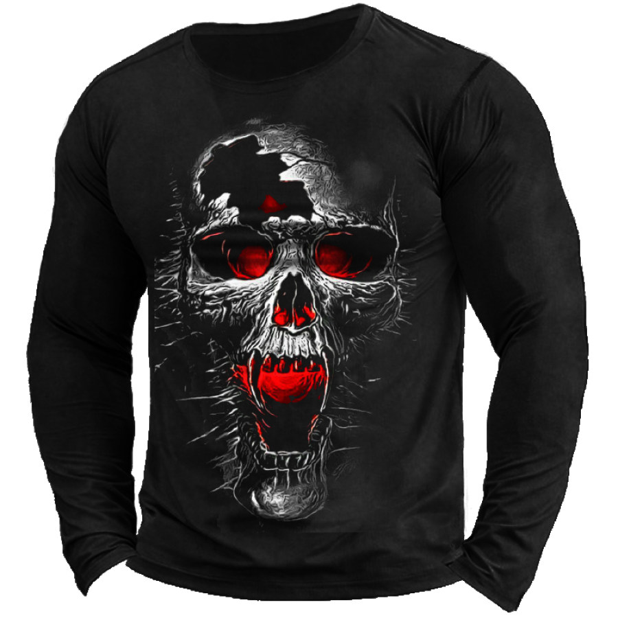 

Men's Skull Fun Halloween Henley Collar T-Shirt