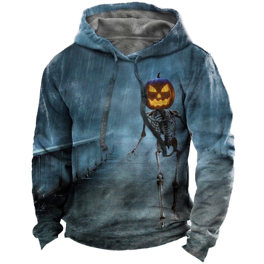

Men's Halloween Pumpkin Skull 3D Hoodie