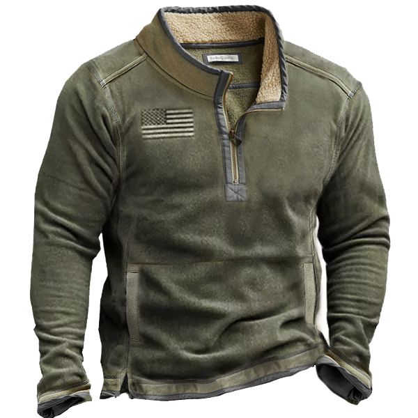 Outdoor Fleece Zippered Half Collar Chic Tactical Men's Sweatshirt
