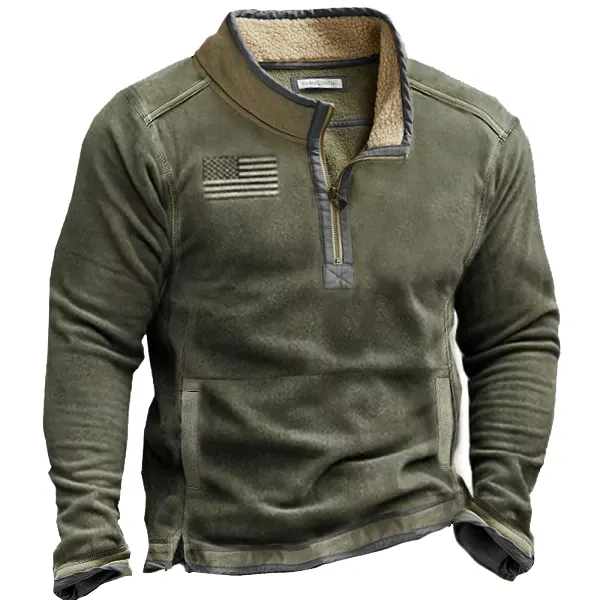 Outdoor Fleece Zippered Half Collar Tactical Men's Sweatshirt - Cotosen.com 