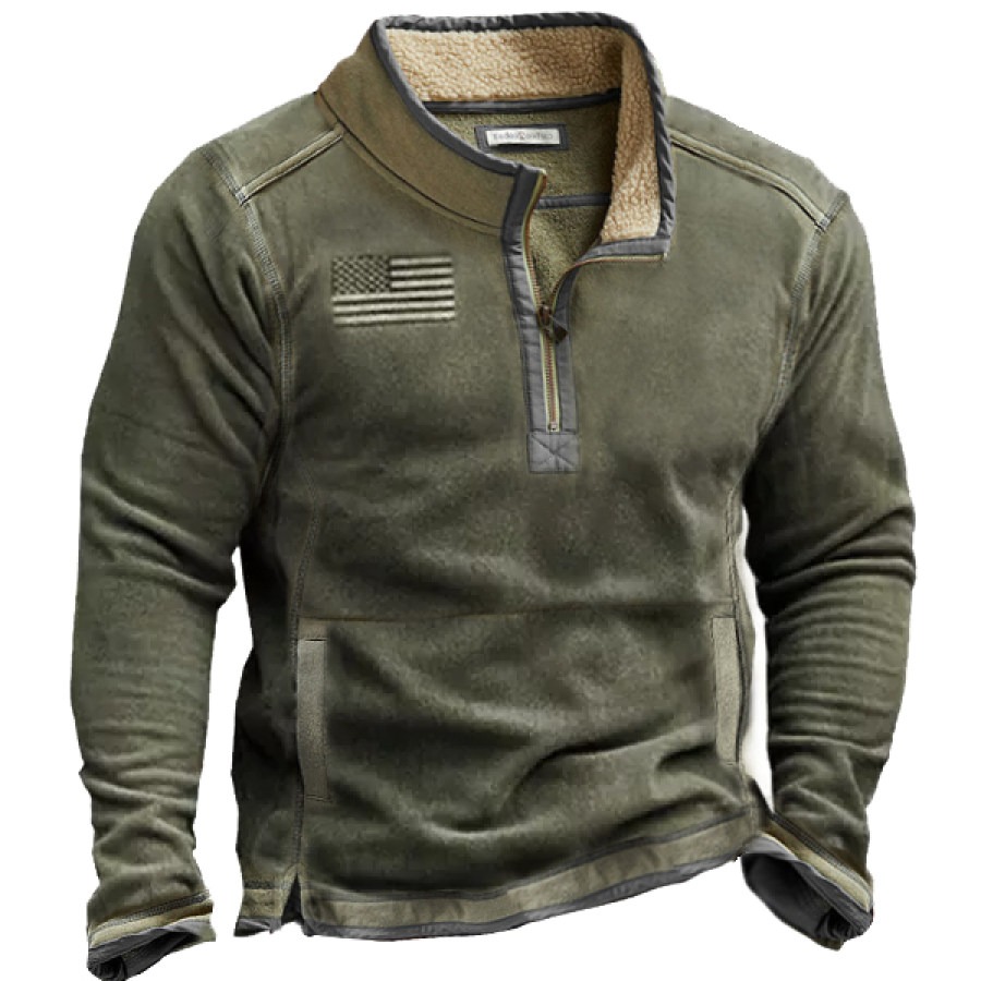 

Sudadera Táctica Para Hombre Con Cuello Medio Y Cremallera De Vellón Para Exteriores