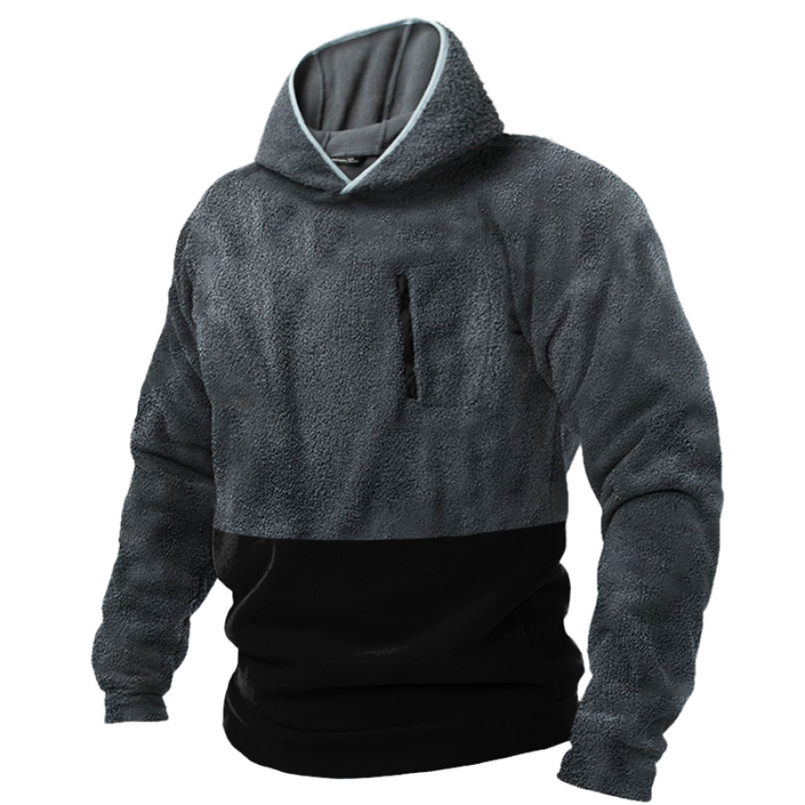 

Men's Casual Teddy Velvet Panel Hoodie