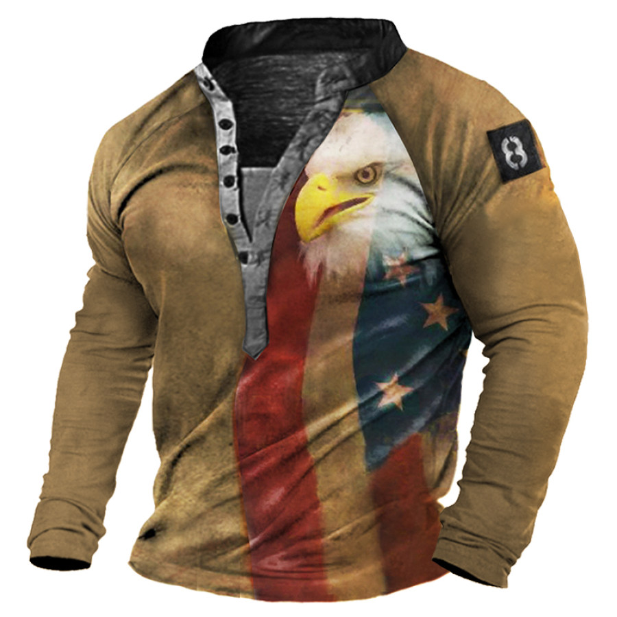

Men's Outdoor Flag Casual Print Long Sleeve T-Shirt