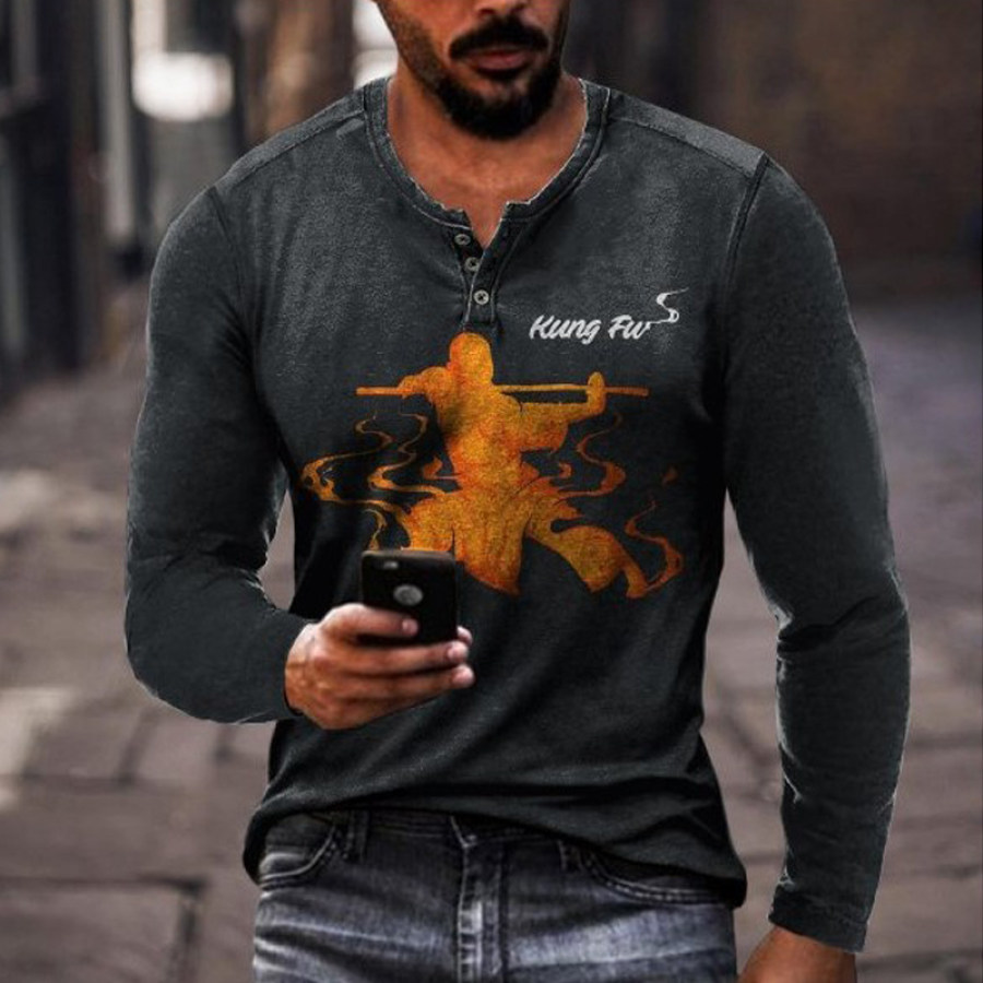 

Men's Halloween Henley Collar T-Shirt